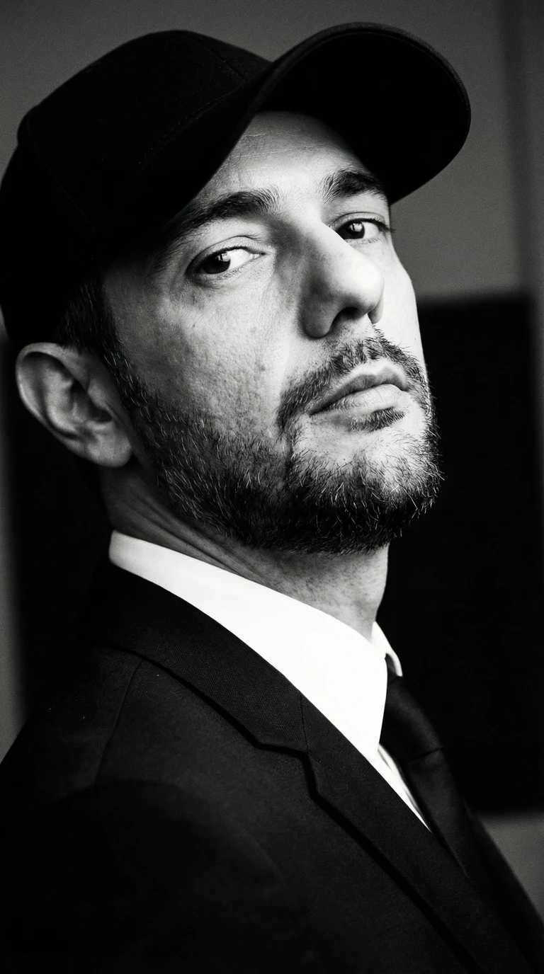 Ritratto in bianco e nero di Daniele Pieracciani, Statico
